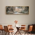 thumbnail image 4 of Large Framed Canvas Print Foggy Pine Trees with Warm Earth Tones, Cozy Wall Art Decorative Ready to Hang Painting for Living room Bedroom - 60"x20" Natural Frame, 4 of 7