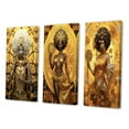 thumbnail image 3 of Designart "Floral Goddess of African Origin" African American Woman Wall Art Set Of 3 - Woman African American Gold Gallery Wall Set For Home Decor, 3 of 6