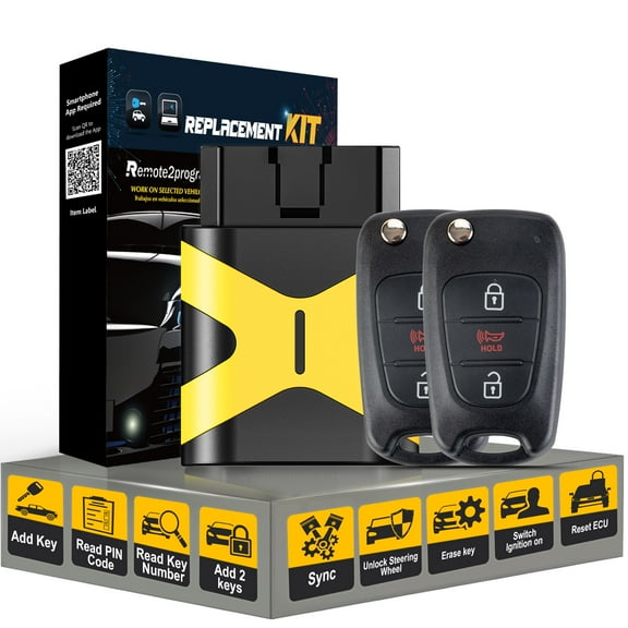 DIY Car Key Fob Programmer Tool for Add 2 Keys and Uncut Blade Car Key Replacement for 2011-2013 Kia Soul with FCC: NYOSEKSAM11ATx