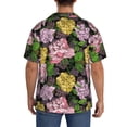thumbnail image 3 of KLL Colorful Roses Print Men's Shirt Short Sleeve Button Down Summer Cuba Beach Shirts- Medium, 3 of 5