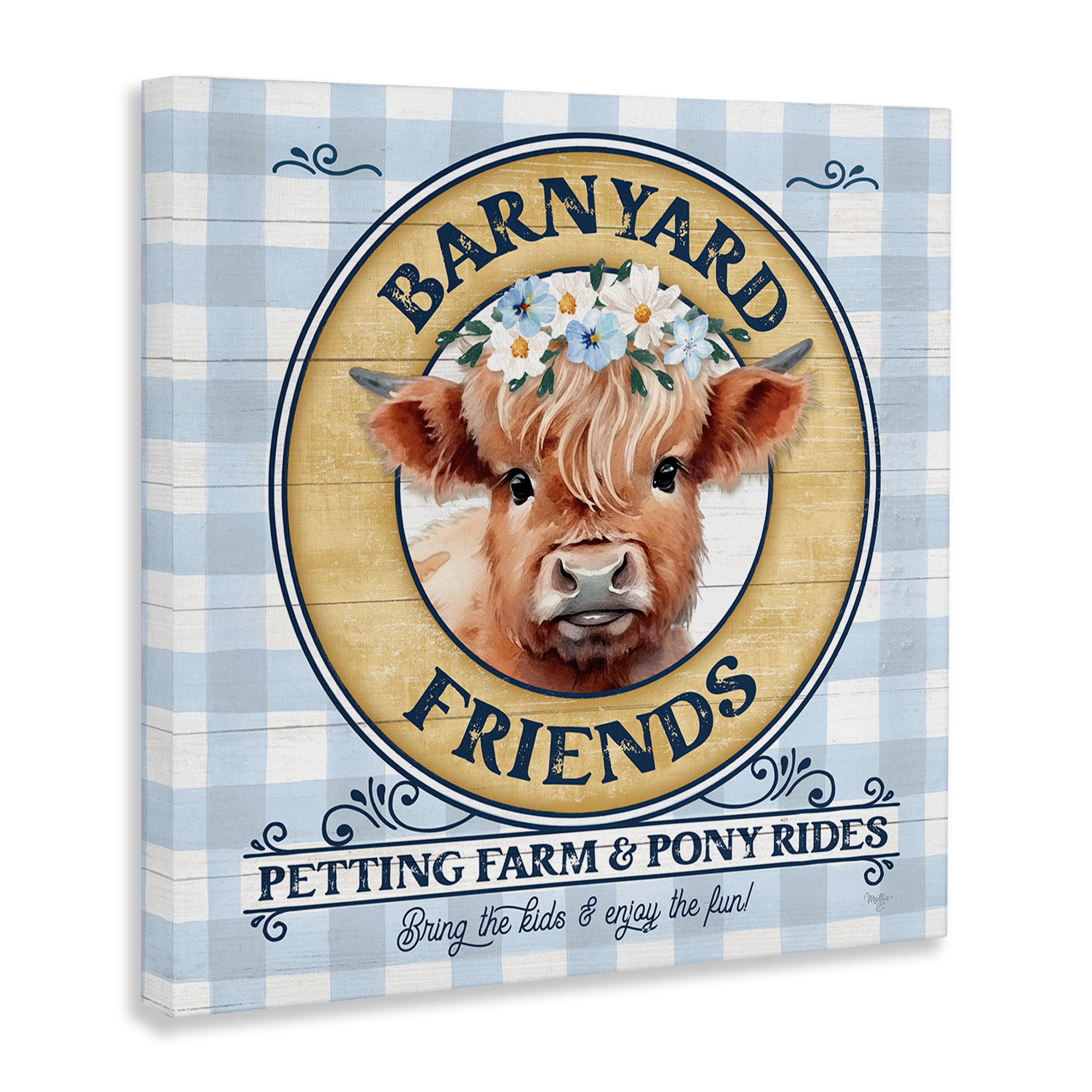 Stupell Industries Barnyard Friends Plaid Animals & Insects Painting Gallery Wrapped Canvas Art Print Wall Art, 36 x 36