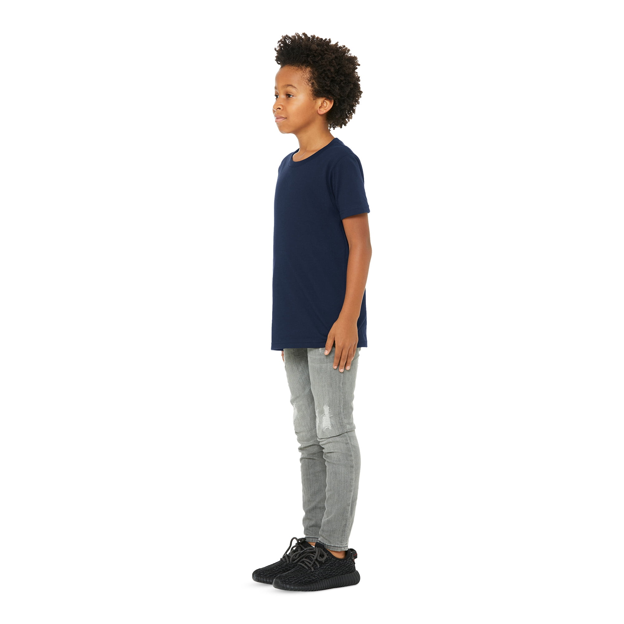 BELLA+CANVAS Youth Unisex Short Sleeve Crew Neck T-Shirt for Crafting, Navy, Youth Xlarge