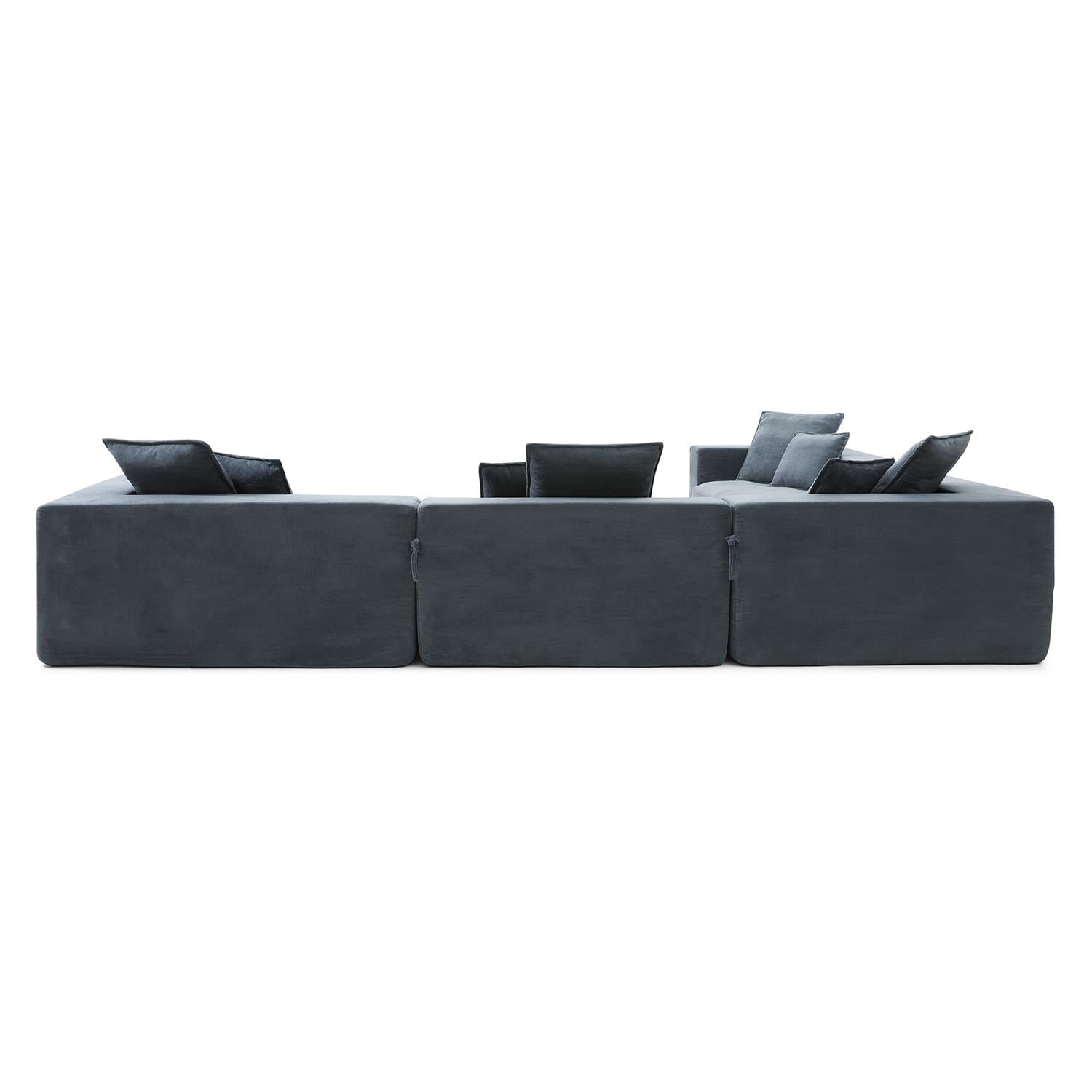 Demi Bonn 149" Cloud Sectional Sofa with L-Shape Chaise, Modern Deep Seat Modular Couch, Velvet Upholstered for Living Room or Bedroom, No Assembly Needed, Gray