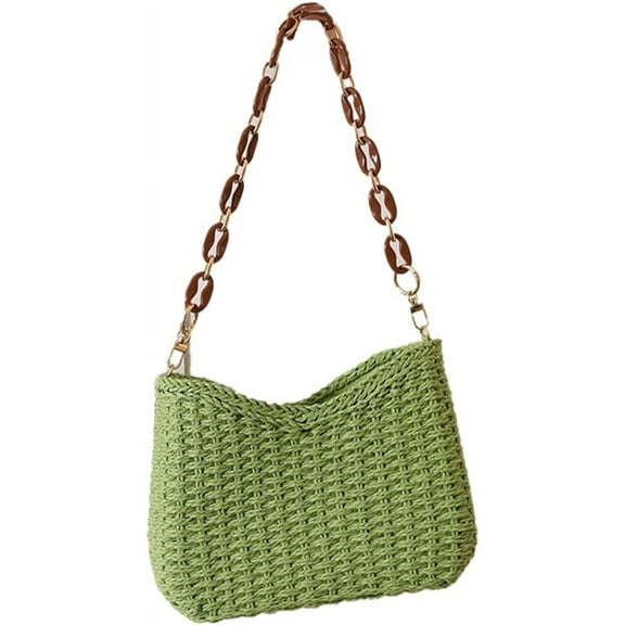 Kukuzhu Women Beach Shoulder Bag Summer Woven Travel Small Straw Tote Bag Purse