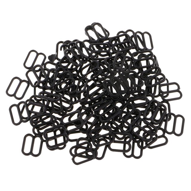 100 Piezas de Ropa Interior de Nailon con Hebilla de Ajuste, Sujetador, de Gancho Y Deslizadores, Accesorios de Ropa Interior, Negro 10mm Macarena Bikini Straps Clips