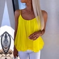 thumbnail image 2 of Miluxas Women's Sleeveless Chiffon Tank Top Double Layers Casual Blouse Adjustable Spaghetti Strap Loose Fit Shirts Yellow, 2 of 5
