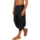 thumbnail image 1 of Pantalones capri de yoga para hombre, casual, cintura elástica, transpirable, atlético, algodón, lino, bohemio, harén, 3/4, con bolsillos negro (063-black) G negro (063-black) G Xishao ropa, 1 of 1