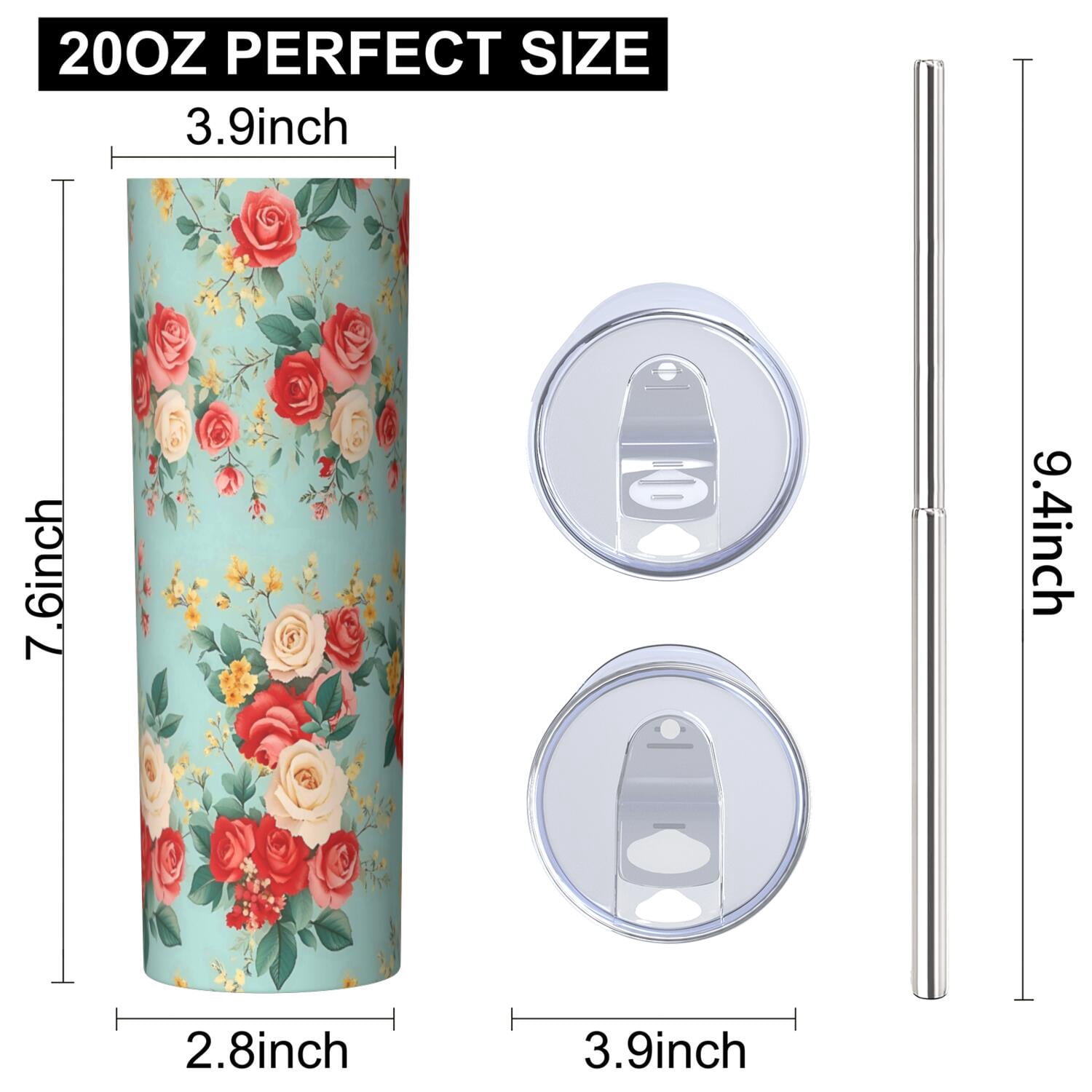 Flower Floral Print Pattern Insulated Lunch Bag for Women and Men, Large Portable Soft Cooler Tote, Thermal Food Storage Bag with Pearl Cotton, 8.66L, 8.75"x5.75"x9.5"