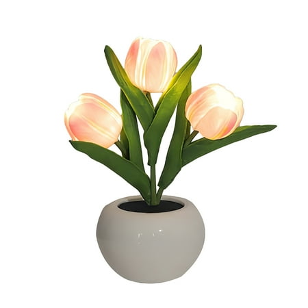 

LED Tulip Night Light Simulated Bouquet Light Bedroom Bedside Dormitory Decorative Ambient Light Tulip Pot Light Perfect Gift Decoration