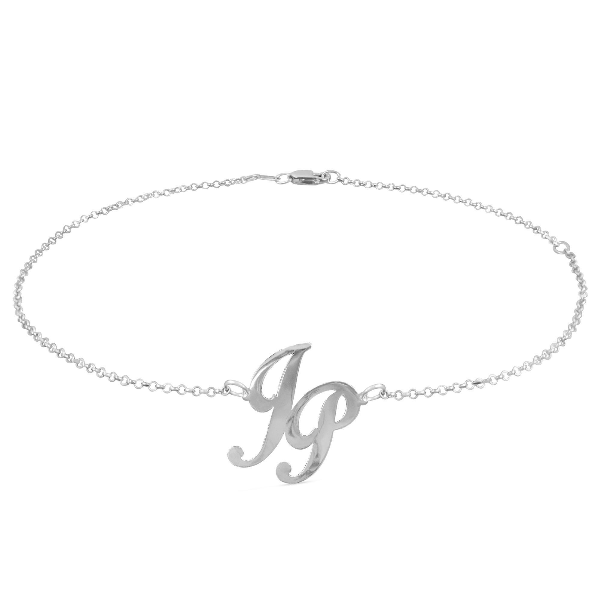 Personalized Offset Monogram Anklet in Sterling Silver