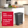 thumbnail image 2 of Rubbermaid 13 Gallon Step-On Kitchen Trash Can with Lid, Garbage Can, Charcoal Trash Container, 2 of 9