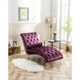 thumbnail image 2 of HOMEFUN Purple Modern Tufted Velvet Chaise Lounge for Living Room with 1-Bolster Pillow and solid Acrylic legs, 2 of 7