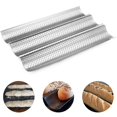 thumbnail image 1 of Sartén para Baguette perforada antiadherente para hornear Pan francés, panes ondulados, molde para hornear, tostadas, panaderos, molde para moldear ondas, 1 of 5