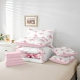 thumbnail image 6 of Castle Fairy Pink Ribbon Bow Knot 7-Piece Bedding Comforter Set for Teens Girls Kids,Dreamy Princess King Bedding Sets,Pink White Ultra Soft Bed Sheets,Microfiber Bedroom Decor, 6 of 8
