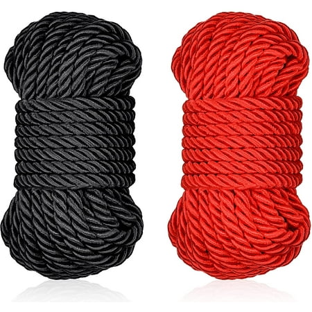2 Pack All Purpose 32 Feet 8mm(1/3inch) Diameter Soft Silk Rope Solid Braided Twisted Ropes,10m Durable And Strong All Purpose Twine Cord Rope String Thread Cord (Dark And Light Pink