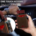 thumbnail image 5 of ​Men's RFID Blocking Leather Wallet for Men Pop-Up Wallet  with Magnetic Closure Business Style Brown Card Holder Minimalist Front Pocket Wallet with Money Clip Gift for Men, 5 of 9