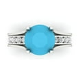 thumbnail image 2 of Clara Pucci 14K White Gold Round Cut 3Ct Simulated Turquoise Engagement Ring + Matching Band - Luxury Box Included, 2 of 7