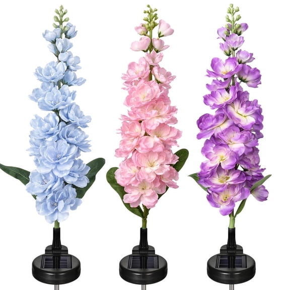 Solar Lights Outdoor Waterproof Integrated LED Violet Flower Decorative Light (Set of 3)