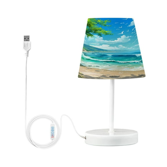 Seagull Sea Wave Beach Desk Lamp LED Table Nightstand Lamps with 3 Color Temperatures for Home Bedroom Living Room Decor 6x11