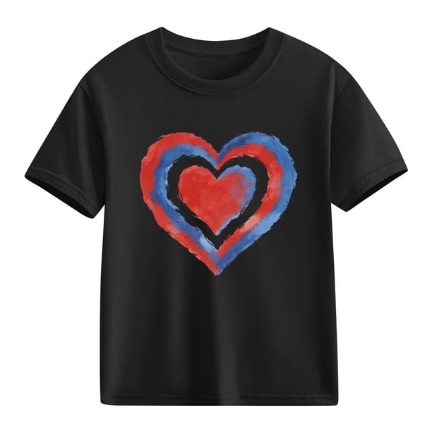 Blusas y camisas de manga corta con cuello redondo para niños y niñas, camisetas gráficas de manga corta, blusas con estampados bonitos para la temporada escolar.