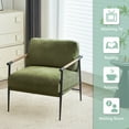 thumbnail image 5 of Comfort Stretch Green Accent Chair Armchair Chenille Mid Century Modern Accent Chair Metal Leg Comfy Cushion, 5 of 7