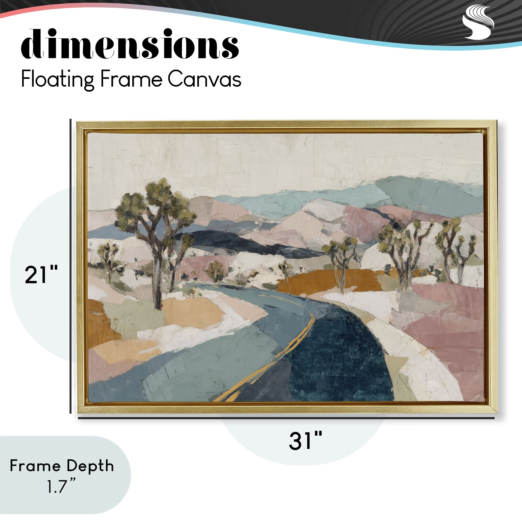 Stupell Industries Desert Highway Through Joshua Trees Gold Framed Floater Canvas Wall Art, design by Chromatic Storm Studio