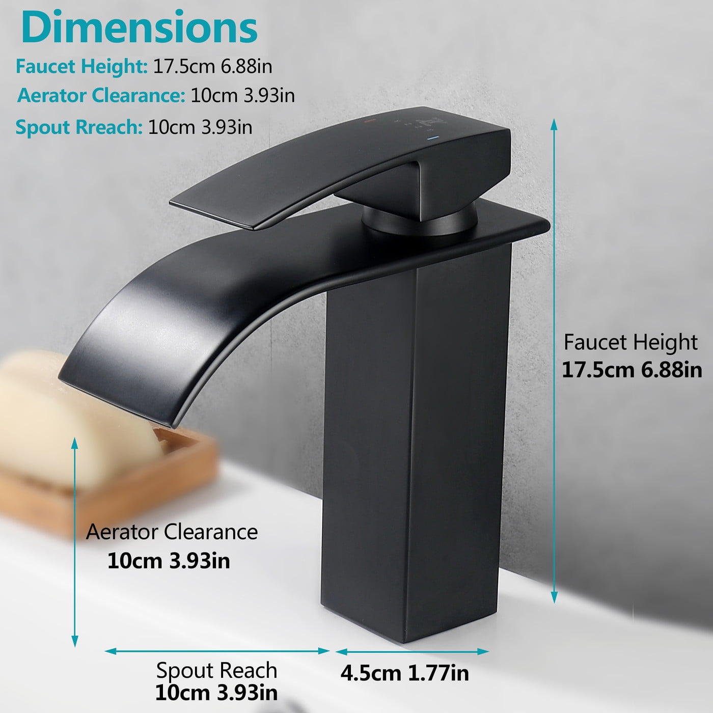 YZZY Single Handle Waterfall Bathroom Faucet Black Bathroom Basin Faucet Single Hole Bathroom Vanity Sink Faucet