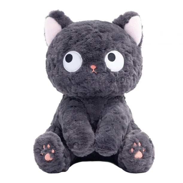 Gato de peluche con ojos luminosos, animales suaves de peluche para sala de estar, hogar y dormitorio. Acostado 43cm