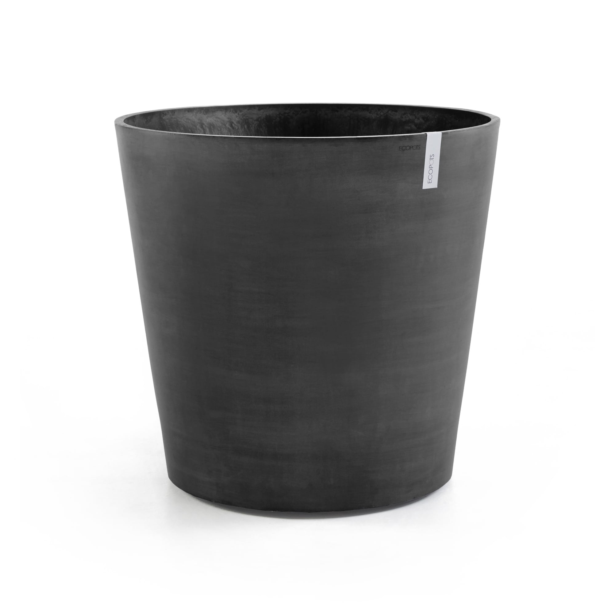 Ecopots Amsterdam Wheels Durable Modern Round Indoor/Outdoor Recycled Based Composite Flower Pot Planter, Dark Grey, 23.5"
