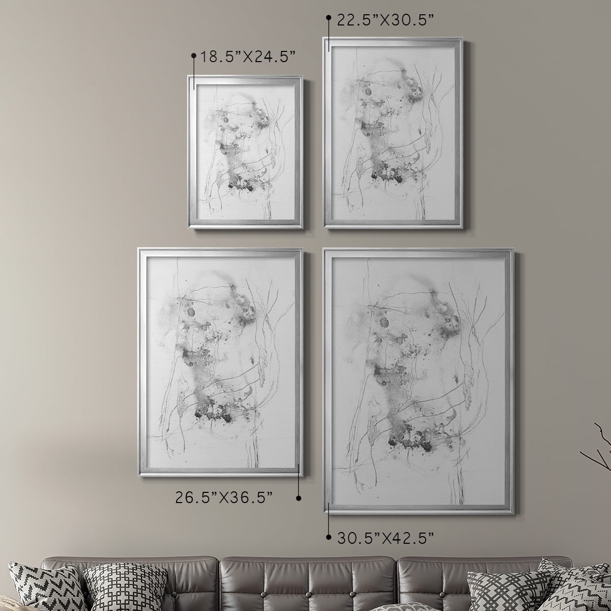 Graphite Abstract IV Premium Framed Print, in Gold, Black, or Silver - Ready to Hang