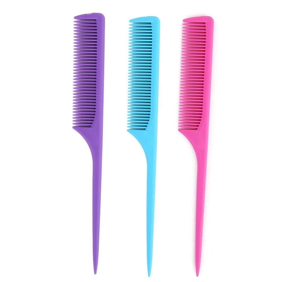 Tail Comb, 3pcs/set Anti Static Hairdressing Anti Static Rat Tail Hair Cutting Comb, Fluorescent Color Quality Abs Salon Teasing Back Comb for Hair Dyeing and Haircut(1#)