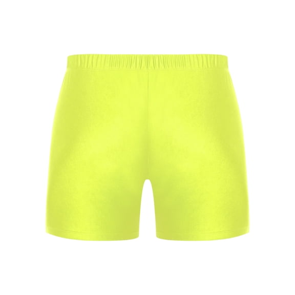 Hansber Men's Solid Color Gymnastics Sports Shorts Elastic Waistband Performance Training Bottoms Fluorescent Yellow 3XL