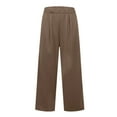 thumbnail image 6 of Blphud Wide Leg Slacks Women Pants Casual Elastic Women Classic Fall Plus Size Wide Legged Trouser Ladies Breathable Travel Hi Waist Solid Loose Fitting Flairy Linen Trouser Dresses Women Coffee S, 6 of 7