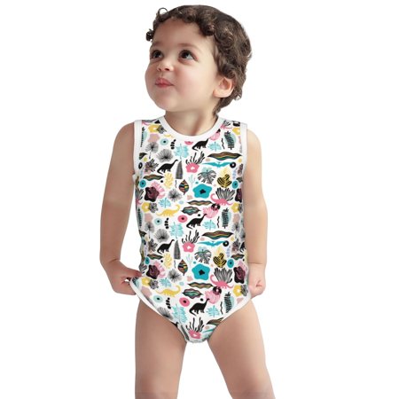 

Vsdgher Dinosaur Print Baby Unisex Baby Cotton Sleeveless Bodysuits Soft and velvety comfortable and breathable