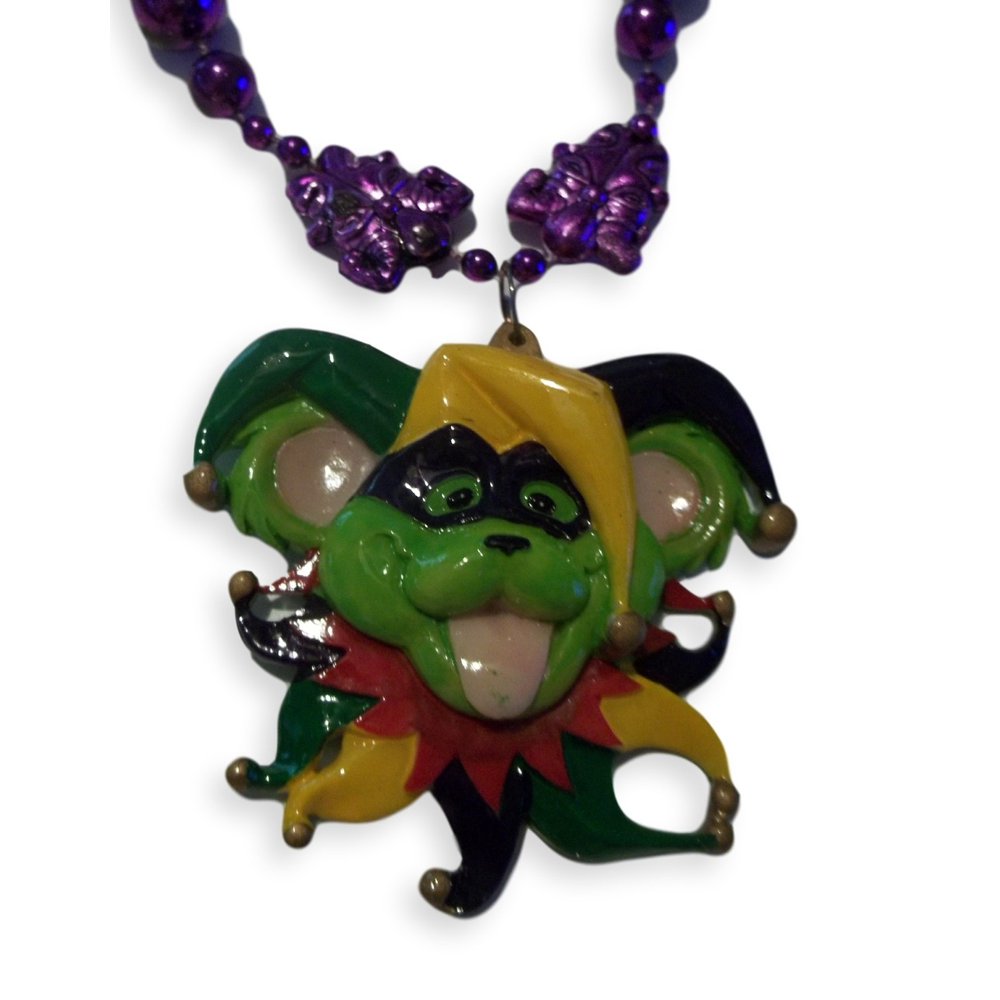 MGPS Masked Puppy Dog Mardi Gras Jester Necklace Beads Bead