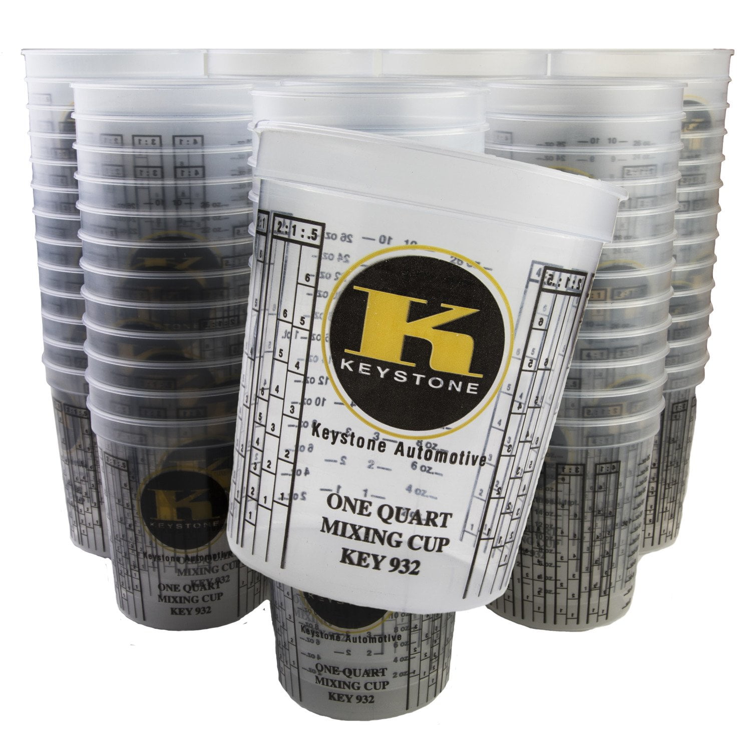 Keystone Quart Size Quick Mixing Cups Box of 100 Measured Plastic