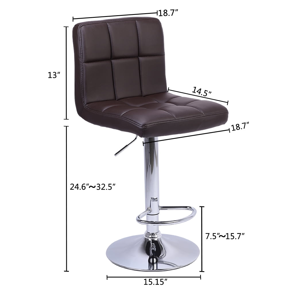 Lowestbest 2Pcs Adjustable Modern Bar Stools, Swivel PU Leather Kitchen Stool, Brown Lowestbest 2Pcs Adjustable Modern Bar Stools, Swivel PU Leather Kitchen Stool, Brown