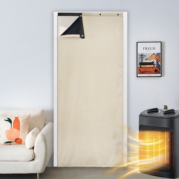 35.5 in. x 83 in. Beige Home Thermal Insulated Door Curtain Screen Door Noise Reduction Waterproof for Living Room
