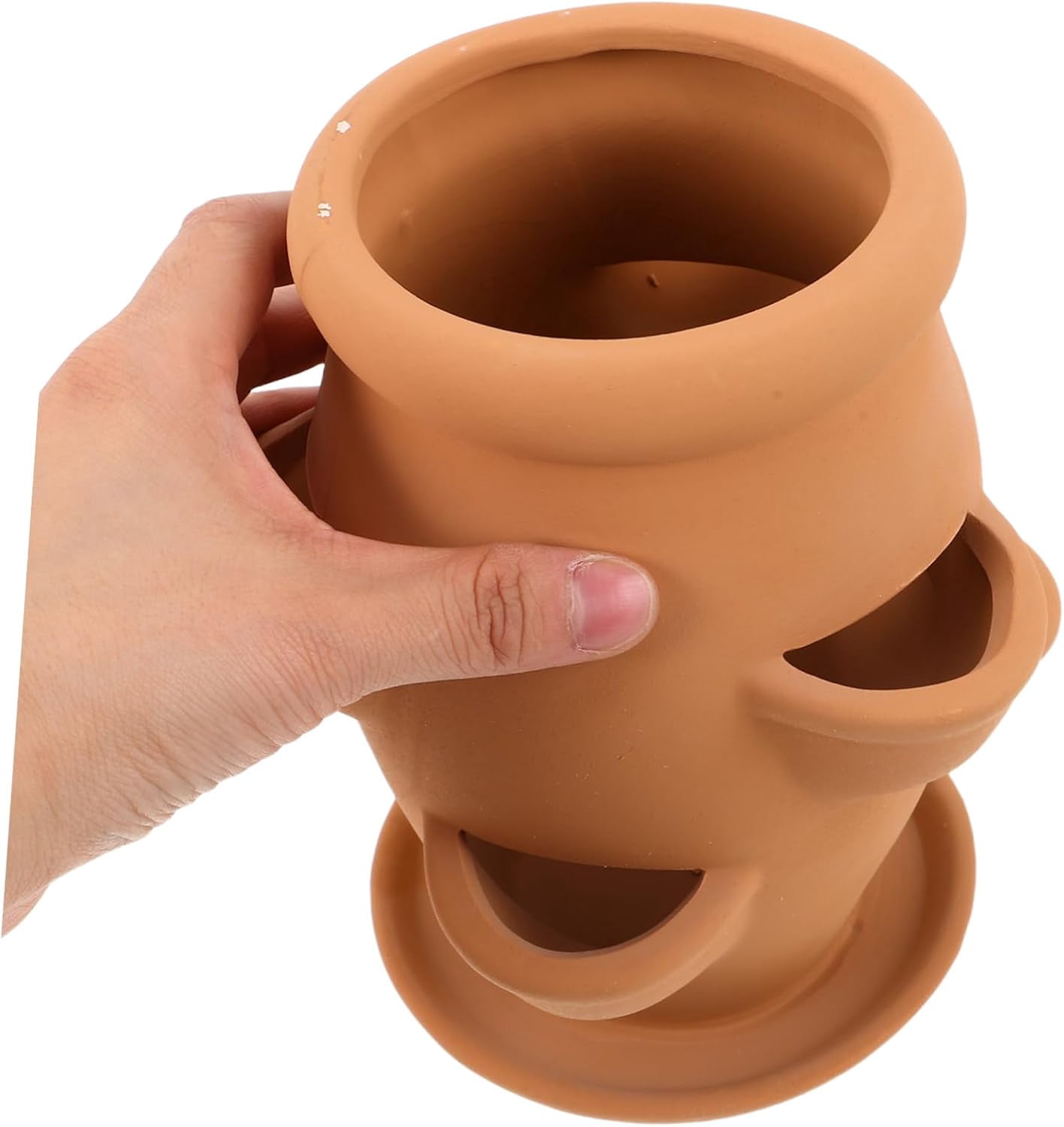 ABCISI Strawberry Tower Planter Succulent Pot for Use Versatile Planter for Flowers Succulents and Strawberries Aesthetic Terracotta Design