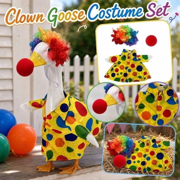 3 Pcs Set, Porch Goose Outfits Clown 23 Inch Porch Goose Outfits Colorful Polka Dot Goose Clothes for Holiday Photo Props Halloween Outdoor Decorations, 1 Pack
