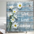 thumbnail image 3 of 4PCS Farmhouse Shower Curtain Set, Bless This Home Cotton Flower Teal Pitcher Vase Moroccan Country Rustic Bathroom Decor, Waterproof Fabric White Shower Curtain, Non-Slip Bath Mat Toilet Rug, 3 of 8