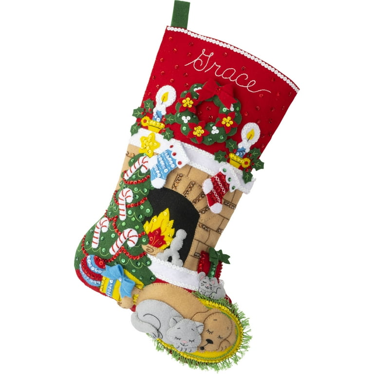 Bucilla 18-Inch Christmas Stocking Felt Applique Kit, Holiday Drive