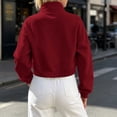 thumbnail image 4 of aohooy Cargo Bomber Jacket Women Cropped Oversized Fall Coat Full Zip Up Stand Collar Long Sleeve Lightweight Jackets with Pocket Red,L, 4 of 7
