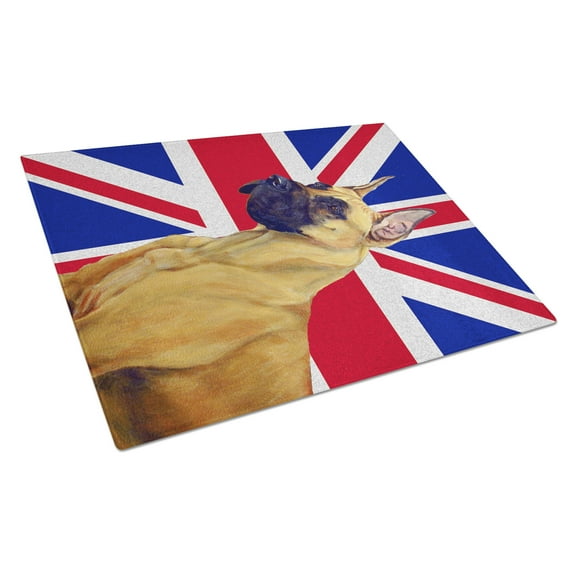 Caroline's Treasures Great Dane with English Union Jack British Flag Glass Cutting Board Large Size