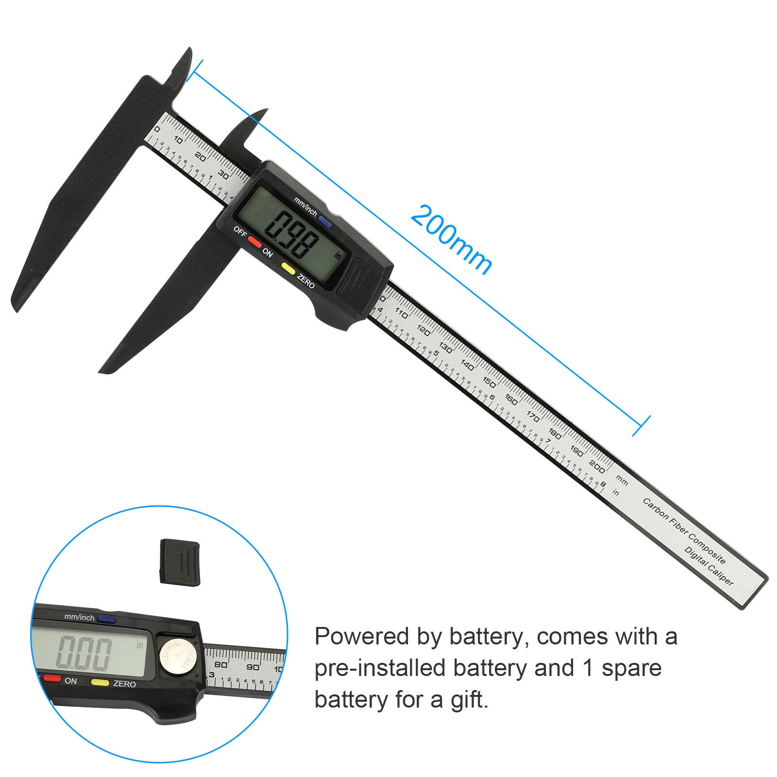 Electronic 8" 200mm LCD Digital Vernier Caliper Micrometer Measure Gauge Ruler