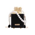 thumbnail image 1 of Bolso Bandolera Cuadrado Cuero PU para Mujer Bolsos Hombro Con Cordón Y Cadena Perlas, 1 of 9