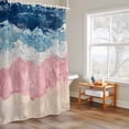 thumbnail image 6 of Pink Blue Shower Curtains for Bathroom, Beige Gradient Ocean Wave Abstract Beach Coastal Washable Fabric Shower Curtain with Hooks Waterproof Bathroom Decor Sets, 60 x 72 Inches, 6 of 9