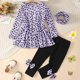 thumbnail image 4 of Gibobby Conjunto de Sudadera y Leggings de Lana Ropa de bebé niña niño otoño invierno trajes conjunto de manga larga camisas tops pantalón diadema 3 piezas(Morado, 3-4 Años), 4 of 5