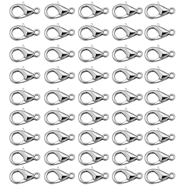 Miangastore 100 Pcs Fermoirs de Collier Homard Crochet de Fixation en Alliage de Zinc pour Fabrication de Bijoux Projets DIY Argent