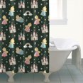 thumbnail image 4 of Dark Green Princess Castle Rainbow Pattern Shower Curtain 72"x84" ,Bathroom Decorative Shower Curtains Set with 12 Hooks,Modern Waterproof Washable Shower Curtain, 4 of 6